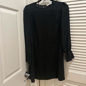 Mango Black Sheath Mini Dress with Bishop Sleeves